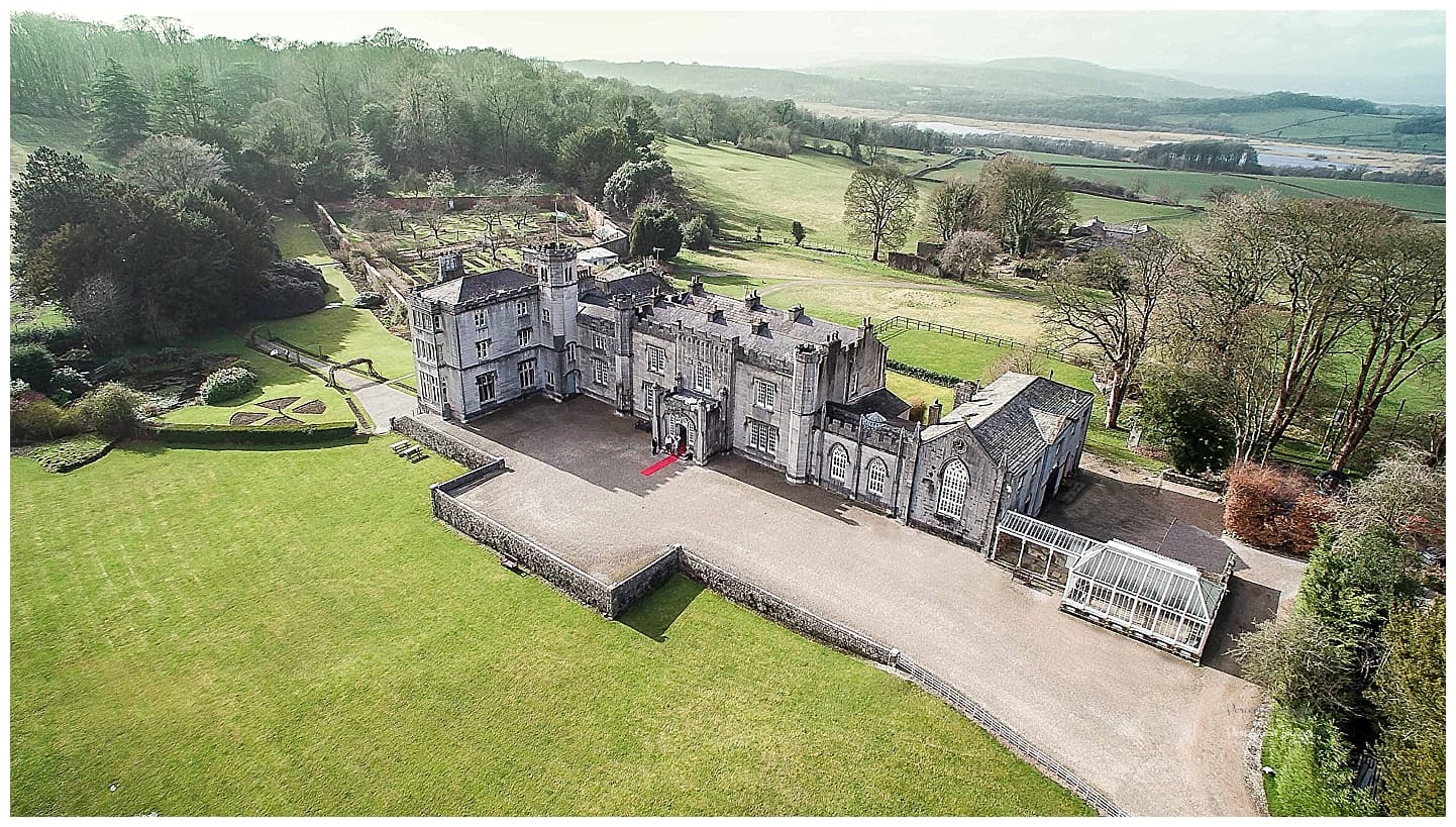 Aerial photos Leighton Hall by surrey wedding photographer Andrew Moore Photography