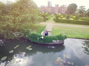 Wedding couple by great fosters wedding venue lake photographed with DJI Inspire 1
